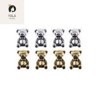 YALA ทองเงิน ล้อแม็ก เงางาม น่ารัก อุปกรณ์ทำเล็บ 3D Retro Bear ตกแต่งเล็บ Joker Drill Trend เจาะเล็บ