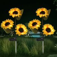 Solar Sunflowers Outdoor Garden Lighting Lawn Light Waterproof Solar Flowers Pathway Light for Patio Yard Wedding Holiday Decor