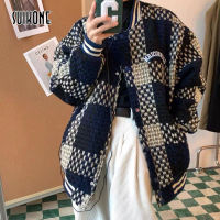 Mens niche cotton baseball uniform trend design plaid jacket jacket net celebrity ins baseball uniform