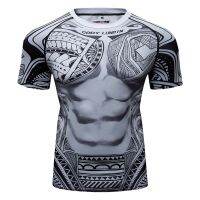 Hot Sale Custom Punk Style  Fashion Full Printing Fiess Short Sleeves Rash Guard Bjj Boxing Muscular Gym T Shirt