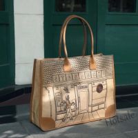 【hot sale】♠▪✎ C16 Starbucks chasing station 50 year environmental Tote Bag high-capacity commuting retro street shooting canvas bag