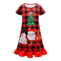 Girls Santa Pajamas Dress Christmas Atmosphere Costumes Girls New Year Carnival Dress Holidays Party Clothes