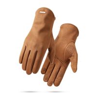 hotx【DT】 Suede Men Gloves Windproof Warm Split Non-slip for Outdoor Cycling Driving