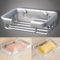 1Pc Wall Mounted Bathroom Bath Shower Soap Aluminium Holder Dish Square Basket Bathroom Accessories