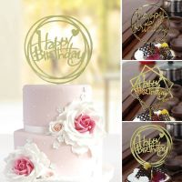 1Pcs Happy Birthday Cake Topper Acrylic Cake Flags For Party Cake Baking Decor