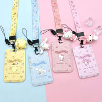 น่ารัก Cinnamoroll Melody Badge Holder พร้อม Lanyard พลาสติกแข็งแนวตั้ง ID Card Case Slide Open Key Card Holder ของขวัญ