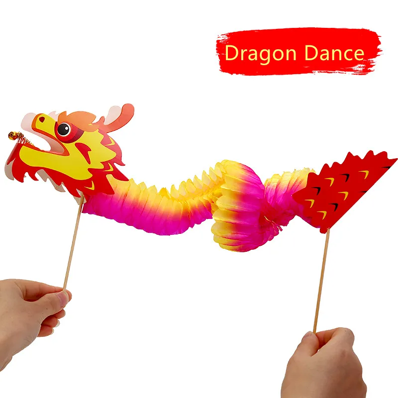2023 New Year Art-Craft Paper Red Dragon Dance, Chinese Spring Festival Arts  And Crafts For Kids To Decorate And Play, Diy Activities Learning Game Gift  Party Supplies Set For Birthday Christmas Preschool