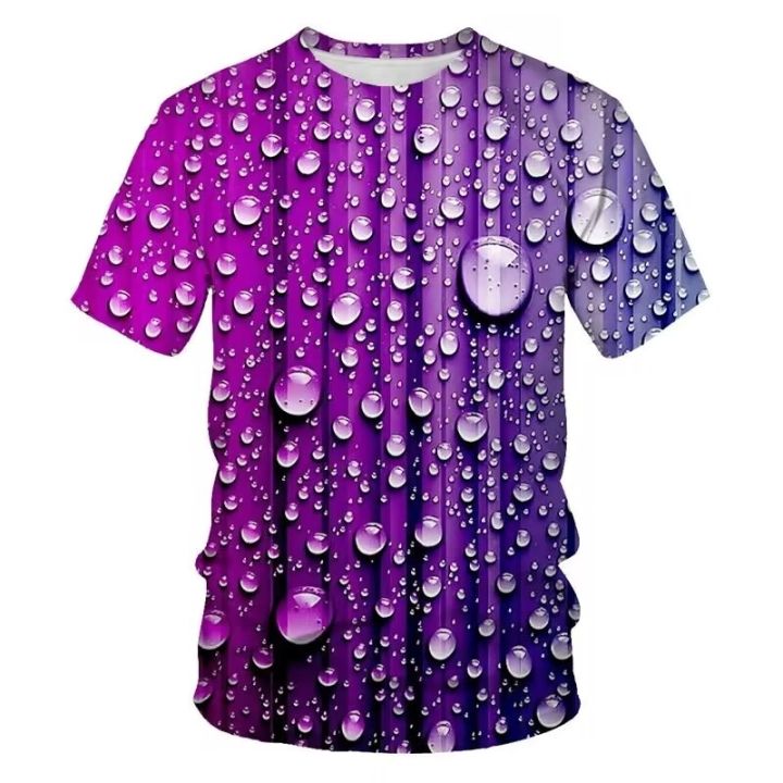 ร้อนขาย-creative-water-drop-เสื้อยืดผู้ชาย-3d-การพิมพ์ความละเอียดสูงฤดูร้อนสดแขนสั้นขนาดใหญ่-silhouette-เสื้อผ้า