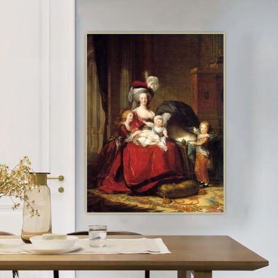 【CW】►  Élisabeth Vigée Le Brun  Marie Antoinette and her Children  Canvas Painting Aesthetics Picture Backdrop Hanging
