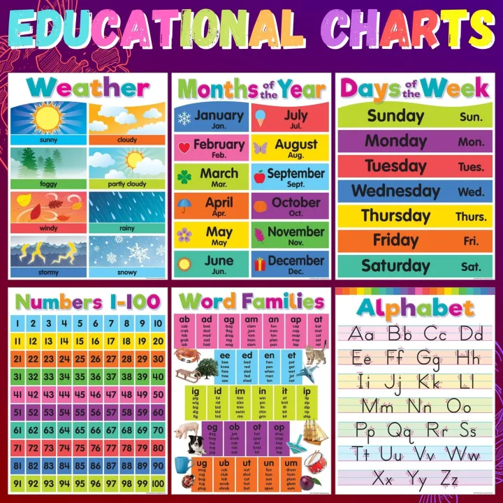 HIGH QUALITY PRINT!! Laminated Educational Charts A4 size/Laminated