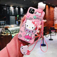 Hello Kitty 3D การ์ตูนน่ารักกรณีสำหรับ Infinix Smart HD 2021เคสโทรศัพท์ที่มีผู้ถือและเชือกยาวนุ่มเคสทีพียูฝาครอบ