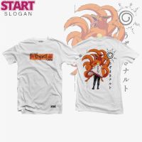 START เสื้ออนิเมะ - นารูโตะ - Kurama ผู้ชายขนาดใหญ่พิเศษ (S-5XL) เสื้อยืดผ้าฝ้ายสีดำพิมพ์ลาย lucky