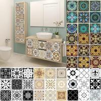 10pcs/set Mandala Hard Tiles Ceramics Wall Sticker Wardrobe Mural Stick Decals