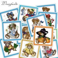 ❀✘◎ 12 pattern bears cross stitch kit Christmas cartoon animal bear 14ct 11ct count print canvas embroidery DIY handmade needlework