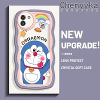 Chenyyka เคสสำหรับ Samsung A03s เคสรูปโดราเอมอนน่ารักลายการ์ตูนใหม่ สี Macaron คลื่นขอบนุ่มเคสมือถือกันกระแทกแบบใสค