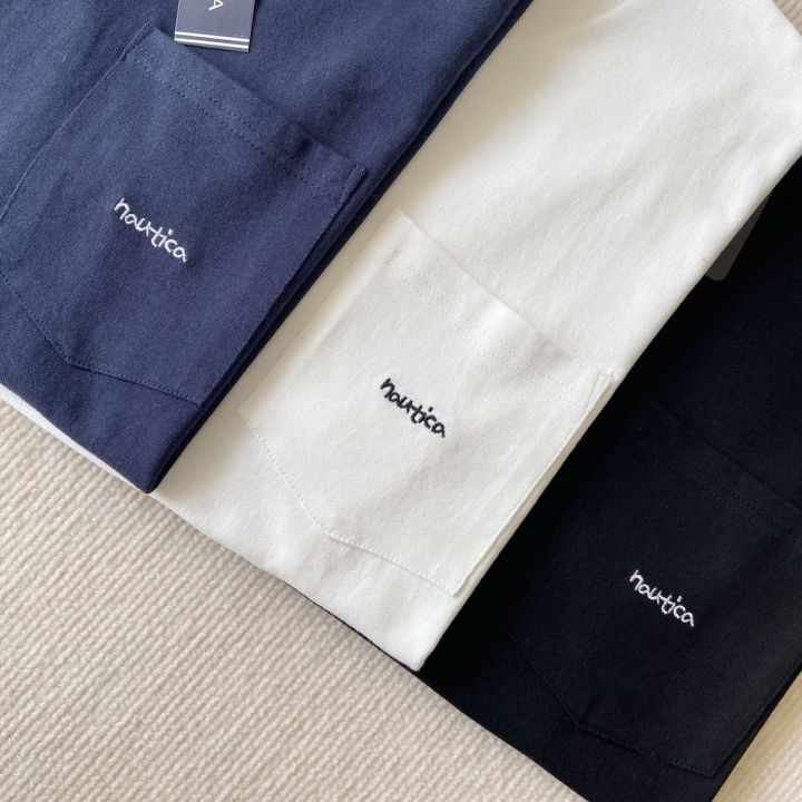 nautica-hasegawa-showao-supervisor-small-logo-pure-cotton-japanese-style-retro-heavy-pocket-loose-short-sleeved-t-shirt-male-2022