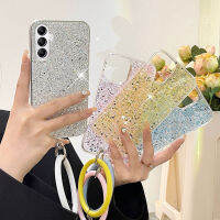 เคสโทรศัพท์ Samsung Galaxyกาแลคซี S23 Fe S23พิเศษultra S23+ มีสายรัดข้อมือเลื่อมประกายดีไซน์ยางกันกระแทกนิ่มเคสSamsung S23 FE เคสโทรศัพท์