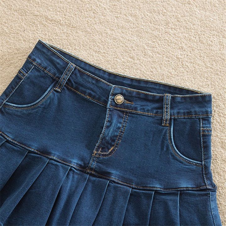 cc-denim-skirt-with-6xl-8xl-jeans-woman-waist-bottom-female-pleated-short-jurken