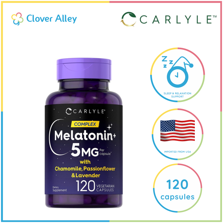 Carlyle Melatonin 5mg with Chamomile, Lavender and Passionflower 120 ...