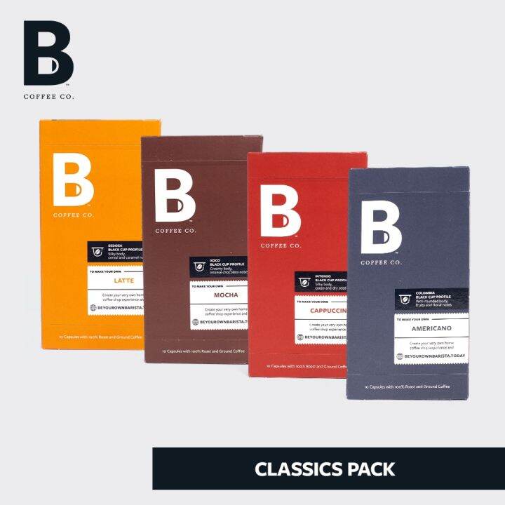 B Coffee Co. Classic Capsule Bundle - 4 Packs Nespresso Compatible ...