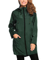 Ladies Plain Rain Jacket Outdoor Coat with Pockets Waterproof Hooded Raincoat Windproof Rain Coat Plus Size