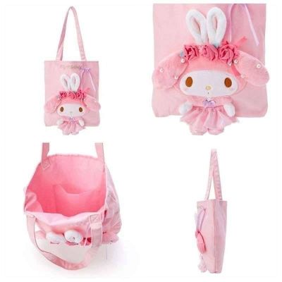 กระเป๋า กระเป๋าสะพาย My Melody ทรงมีซิป เนื้อผ้าแคนวาสทั้งใบ ใส่ของได้เยอะ ใส่เที่ยว ใส่ทำงานได้  งานชนช็อปญี่ปุ่น มีซับในเย็บ 2 ชั้น ขนาด 30×5.5×34 cm