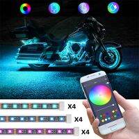 【528 Oiozkhjue ร้อน】☎อุปกรณ์ตกแต่งลวดลายไฟ LED มอเตอร์ไซค์สำหรับรถ Moto โคมไฟแวดล้อมมีความยืดหยุ่นแอป SMD 5050บรรยากาศควบคุม RGB