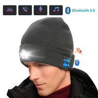 Bluetooth Earphone Music Beanie Hat Winter Warm Knitting Hat Wireless Headphone Cap LED Headlamp Running Sport Hat With Mic