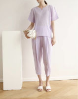 2MUAY OPEN NECK TOP WITH PANT PLEAT SET เซ็ตพลีทคุณภาพ รุ่น GJO8198/ GJO8072 4สี FREESIZE