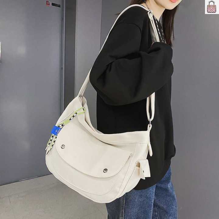 fast-delivery-nylon-shoulder-messenger-bag-women-men-preppy-school-shoulder-bag-simple-large-capacity-japanese-with-pendant-package
