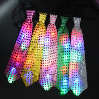 15pcs Kids Sequin LED Light Up Neck Ties Luminous Blinking Glow Rave Party Bow Ramadan Decoration Cosplay Birthday Wedding