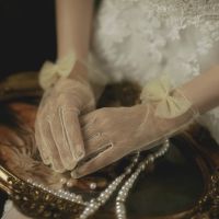 ✘∋ New Full Finger Bridal Gloves luva de noivas Gants Mariage Femme Champagne Tulle Gloves Wedding Accessories