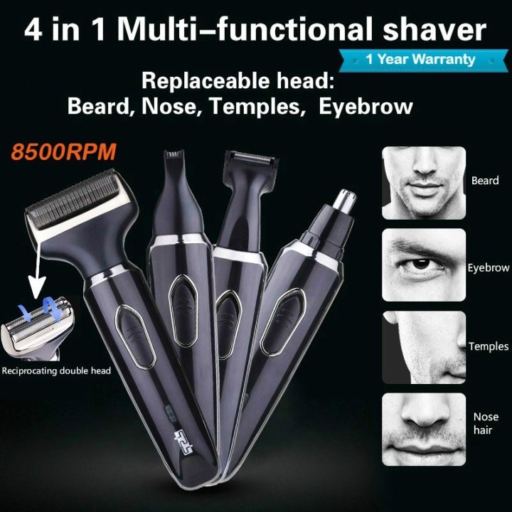 DSP Shaver set 4 in 1 multifunctional trimmer USB charger Nose hair trimmer  for men head shaver | Lazada
