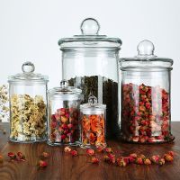 hotx【DT】 Glass Transparent Sealed Jar Storage Chinese Medicine Dried Fruit Cereal Large Bottle