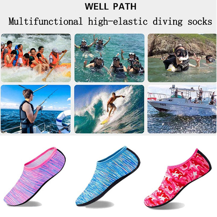 easybuy88-2ชิ้นถุงเท้าดำน้ำสำหรับผู้หญิงผู้ชายน้ำรองเท้า-antislip-หนาแต่เพียงผู้เดียวทนทานกีฬาแห้งเร็วป้องกันที่มีความยืดหยุ่นถุงเท้าชายหาด
