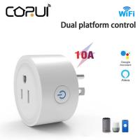 CORUI 10A US Plug Wifi Smart Plug Socket Remote Control Works Smart Living APP Alexa Google Home Smart Power Socket Ratchets Sockets