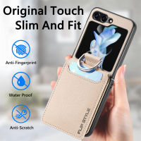 For Samsung Z Flip 5 4 3 Flip4 Flip3 Leather Wallet Bag Case for Samsung Galaxy Z Flip 5 Flip5 Zflip5 Card Slot Finger Ring Bag Phone Cases