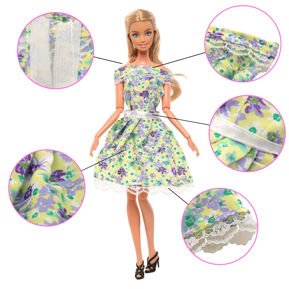 20 Pcs Doll Clothes and Accessories for Barbie Handmade 3 Sequins Dresses 4  Fashion Dresses 3 Tops and Pants Casual Outfits 10 Shoes for 11.5 inch