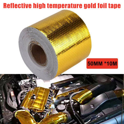 50mmx10M Reflective High Temperature Gold Roll Adhesive Heat Shield Wrap Tape Packing Accessory qtoe