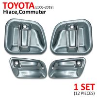 iBarod ชุด ครอบมือจับ ครอบมือเปิดประตู 1ชุด สีโครเมียม สำหรับ Toyota Hiace, Commuter, Ventury ปี 2005-2018