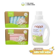 Combo 1 hộp khăn sữa Nappi + 1 khăn đa năng Nappi 77cmx77cm + 1 chai nước