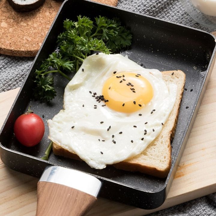กระทะทำไข่เจียวกระทะทอดไข่ทามาโกยากิ1ชิ้นหิน-maifan-แบบไม่ติดด้ามจับป้องกันการลวกสำหรับกระจกเตาแก๊สไฟฟ้า
