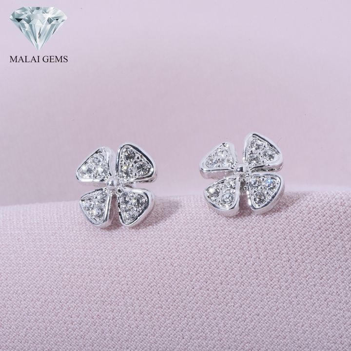 malai-gems-ต่างหูเพชร-เงินแท้-silver-925-เพชรสวิส-cz-เคลือบทองคำขาว-รุ่น-แถมกล่อง-ต่างหูcz-ต่างหูเงินแท้