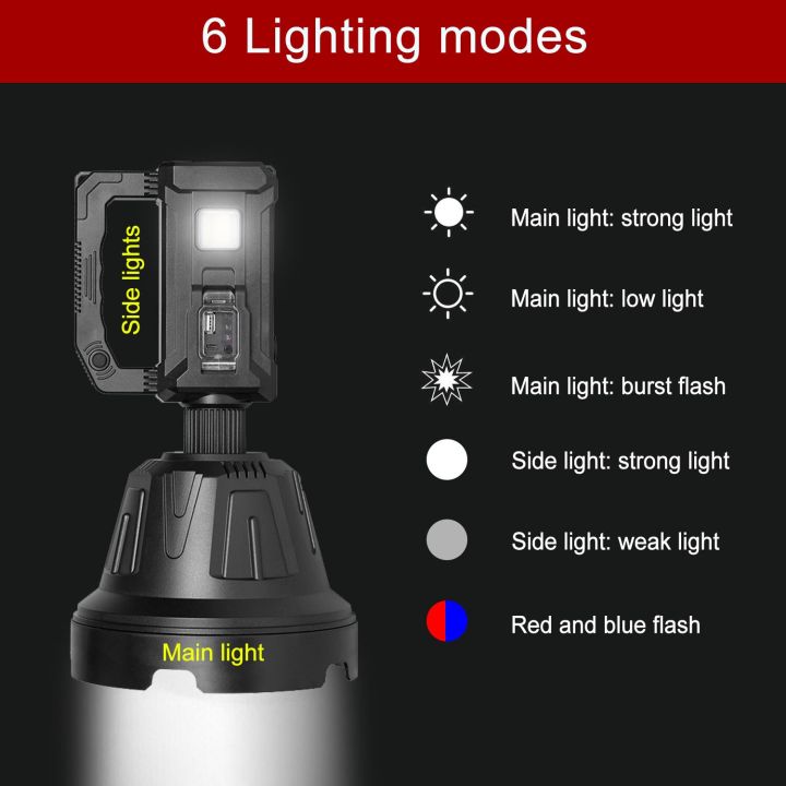 ไฟฉายแรงสูง-ไฟฉาย-200w-most-powerful-xhp50-xhp70-flashlight-พร้อมขาตั้ง-1000000lm-6-modes-การชาร์จพลังงานแสงอาทิตย์-ไฟฉายชาร์จได-ไฟฉายเดินป่า-ไฟฉายแรงสูง-usb-led-torch-searchlight
