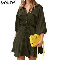 Vonda ชุดมินิเดรสสําหรับสตรีแขน 3/4 มีคอปกจับจีบ