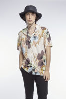 ESP เสื้อเชิ้ตฮาวายลายทรอปิคอล ผู้ชาย สีน้ำตาล | Tropical Print Hawaiian Shirt | 3763