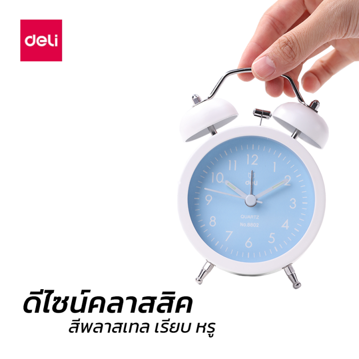 nusign-นาฬิกาปลุกเสียงกระดิ่ง-นาฬิกาปลุกหัวเตียง-นาฬิกาปลุกเสียงดัง-นาฬิกาปลุก-หน้าปัดสีพาสเทล-ดีไซน์คลาสิค-ใช้ถ่าน-aa-1ก้อน