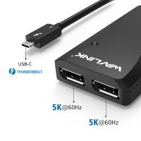 Wavlink Thunderbolt 3อะแดปเตอร์ DisplayPort,สำหรับ Mac &amp; Window (รองรับมอนิเตอร์4K 60Hz สองตัวหรือเเบตเตอร์5K, Thunderbolt 3)