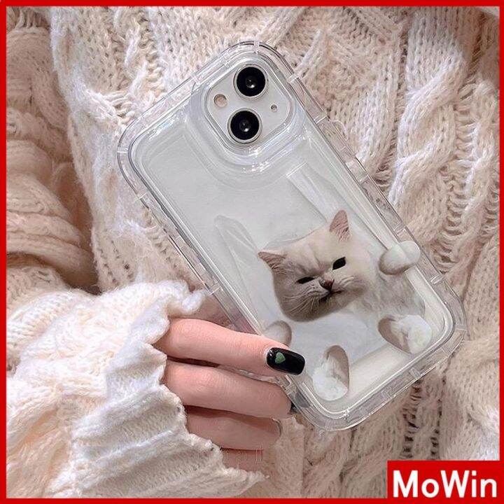 mowin-เข้ากันได้สำหรับ-เคสไอโฟน-เคสไอโฟน11-เคส-สำหรับ-iphone-14-เคสใส-เคสนิ่มถุงลมนิรภัยเสริมกันกระแทกแมวน่ารักลูกสุนัขเ