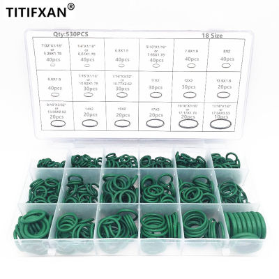 530PCS High Quality 18 Sizes O-ring Kit Green R134A Rubber O Ring O-Ring Washer Seals Assortment for Cars